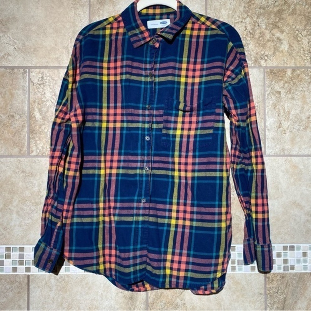 Old Navy Boyfriend Plaid Button down Shirt S